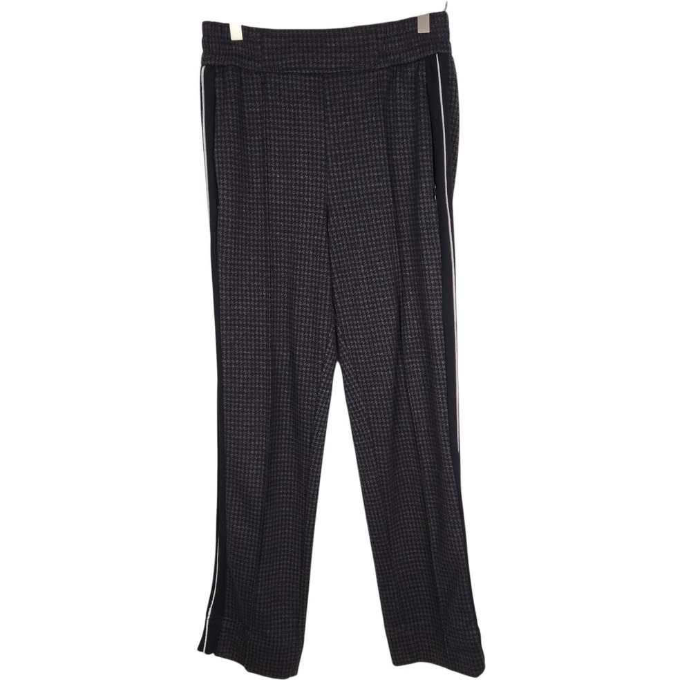 ME+EM Pants Womens 4 Gray Check Knit Side Stripe Jogger Elastic Waist Stretch